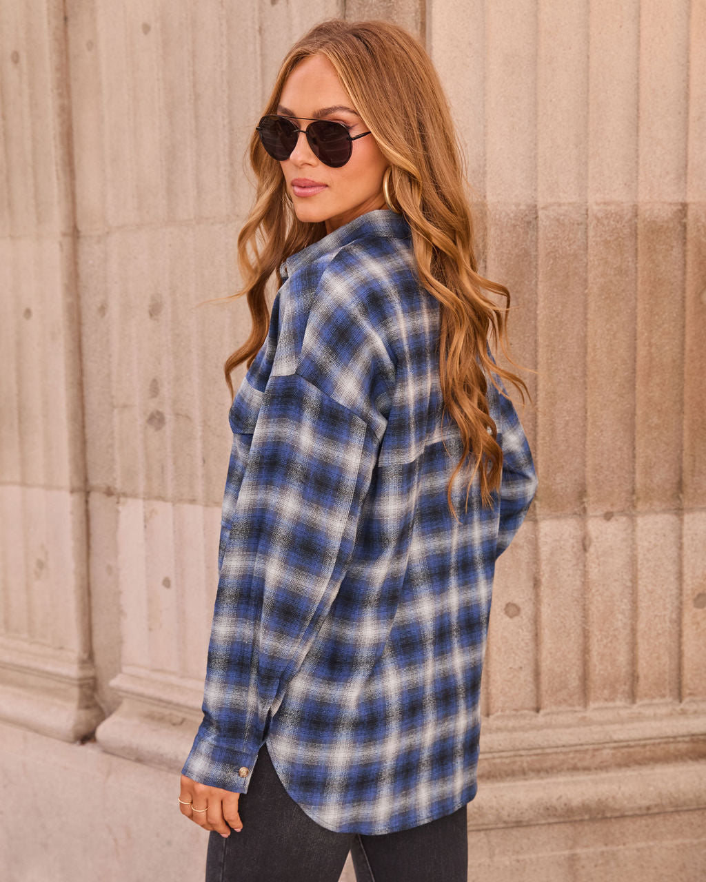 Petaluma Cotton Blend Plaid Button Down Top