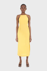 Mustard tie back dress