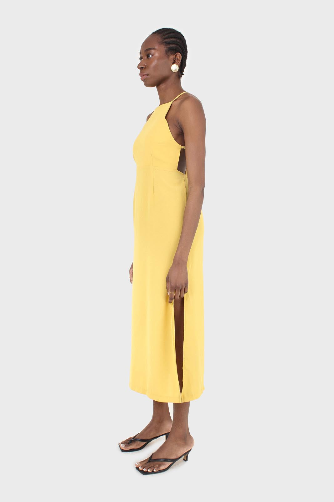 Mustard tie back dress