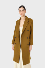 Mustard wool double breasted coat
