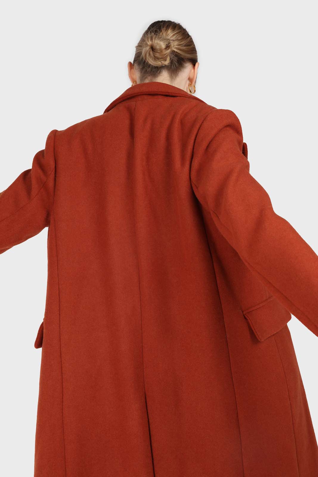 Rust orange wool long coat