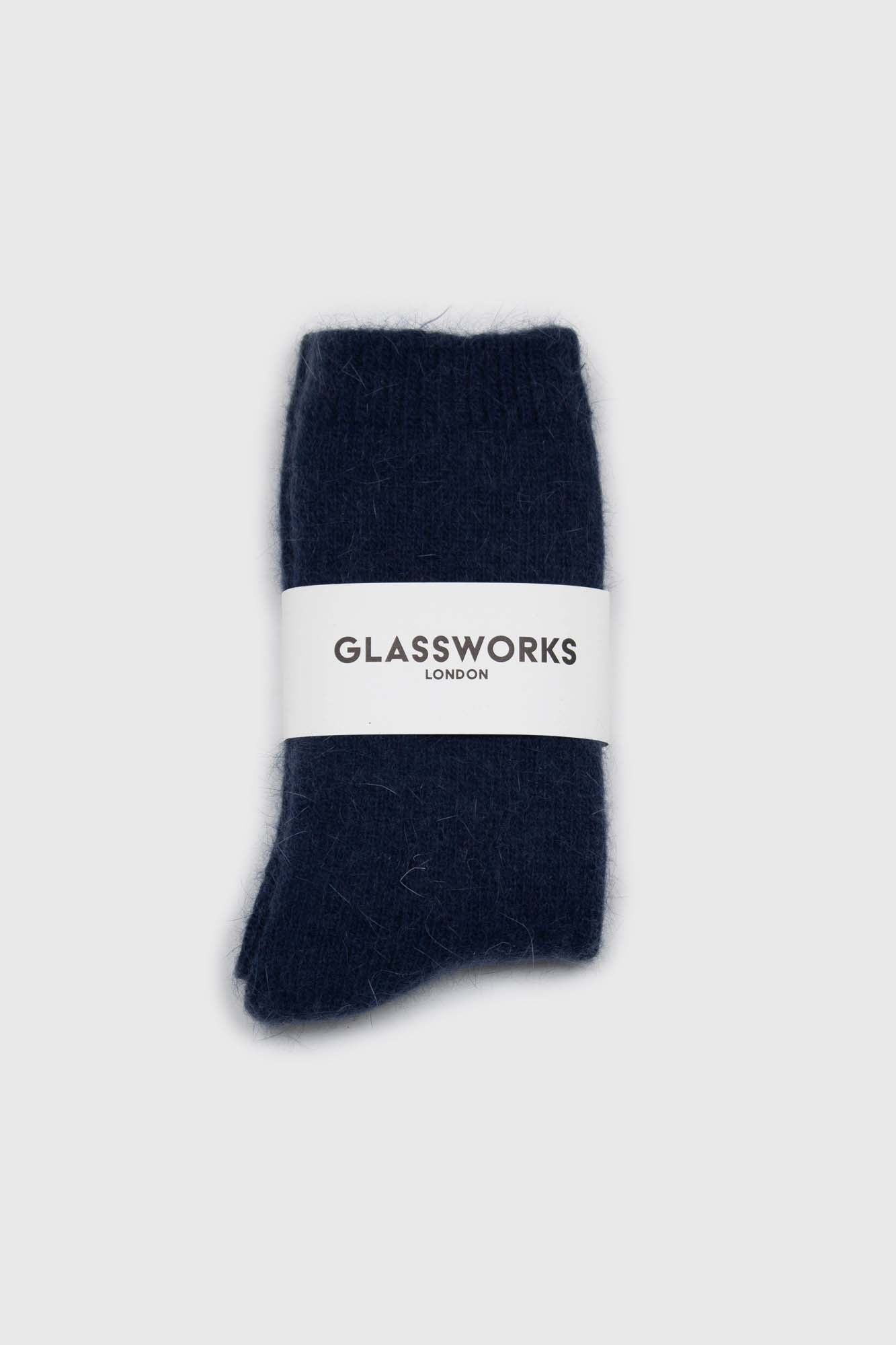 Deep blue angora smooth socks