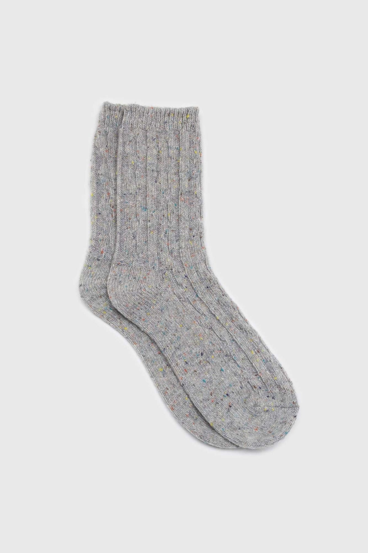 Pale grey rainbow fleck thick socks