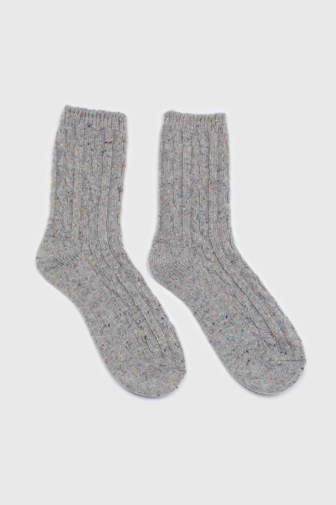Pale grey rainbow fleck thick socks