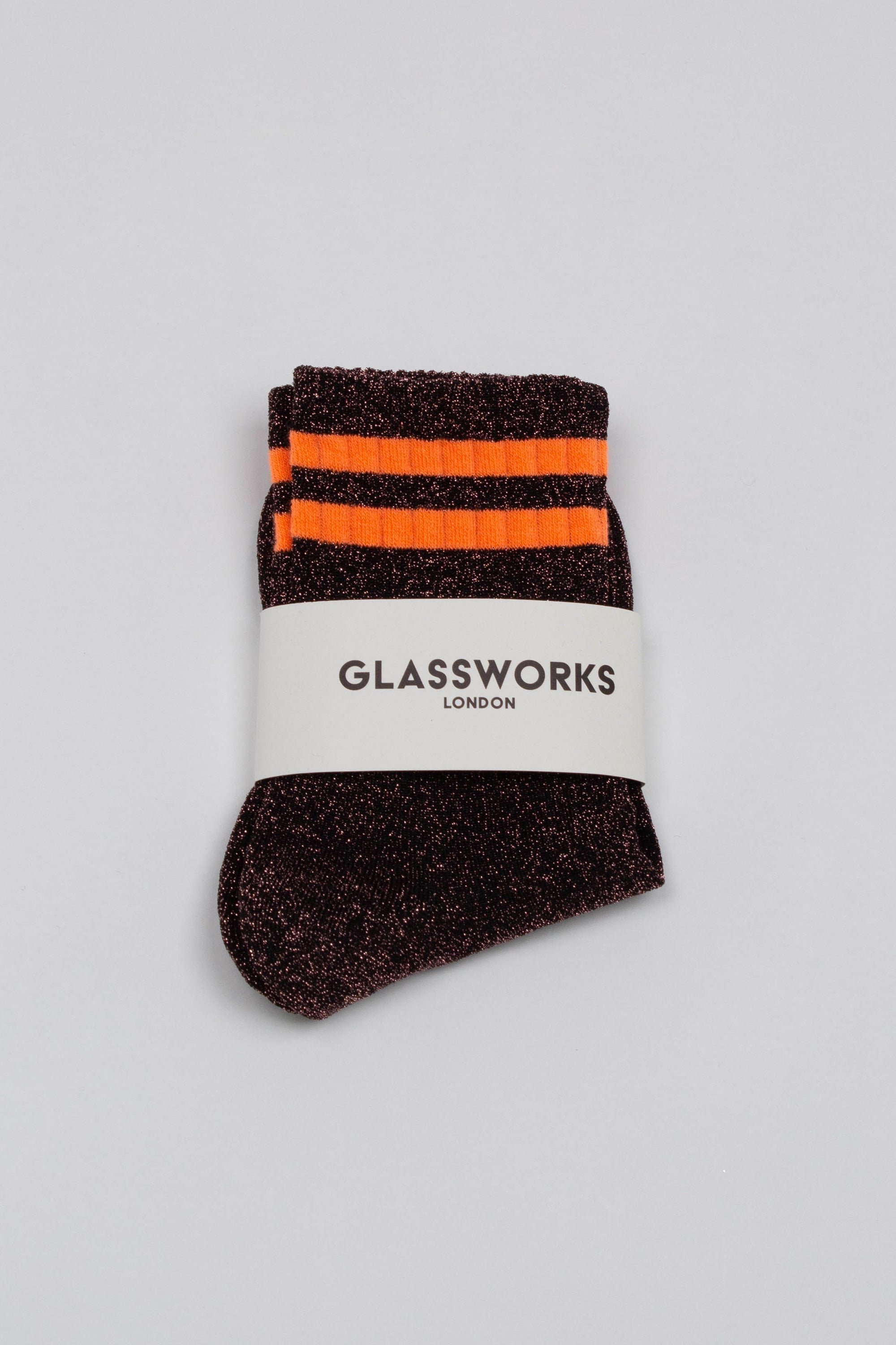 Pink metallic neon orange varsity stripe socks