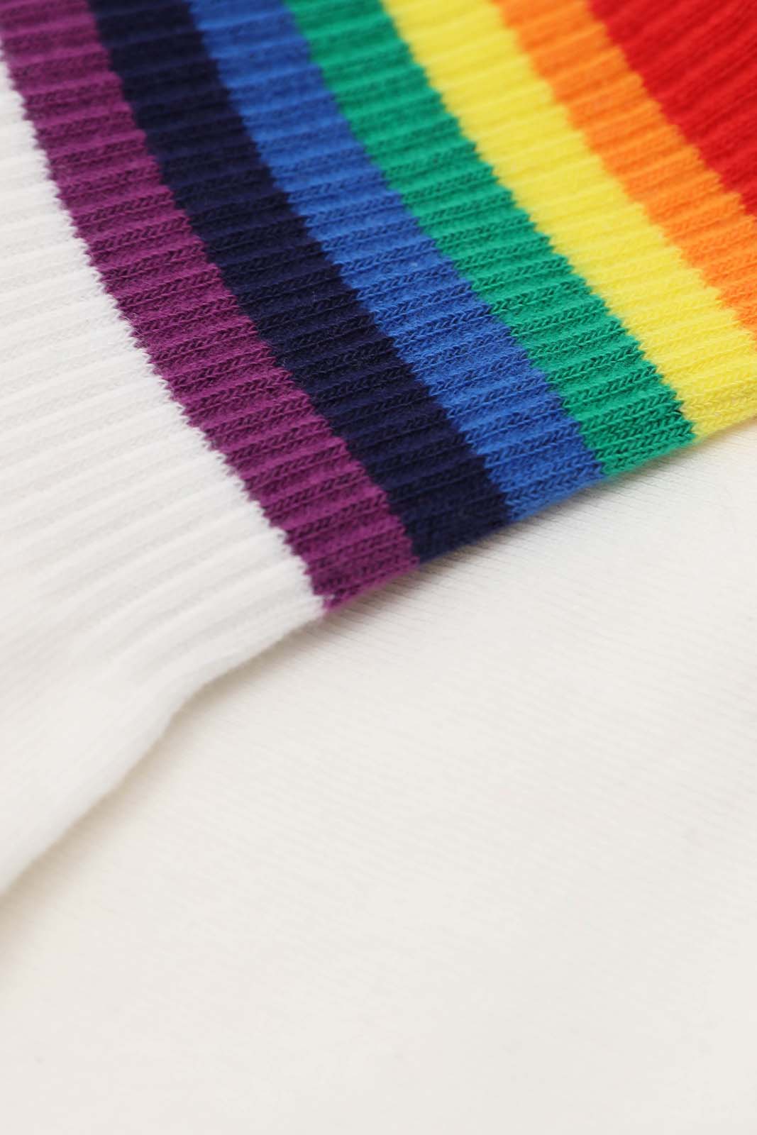 White rainbow ankle stripe socks