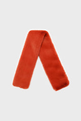 Rust orange thick faux fur tuck scarf