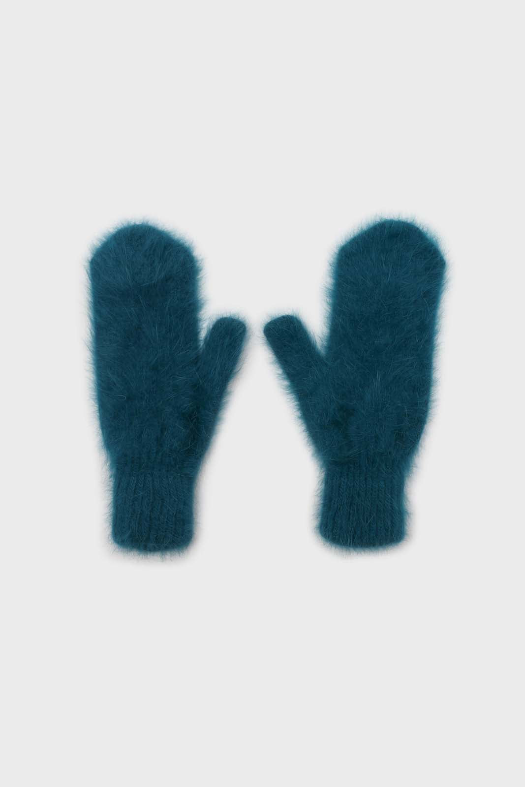 Teal mohair mittens