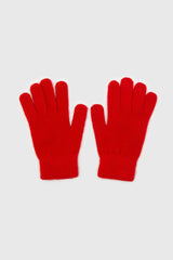 Bright red mohair gloves
