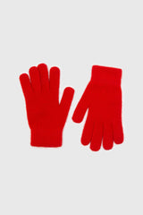 Bright red mohair gloves