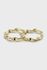Gold rough smooth twisted hoop earrings