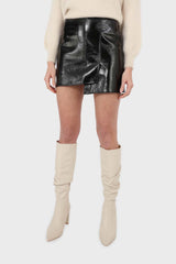 Black shiny PVC mini skirt