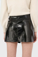 Black shiny PVC mini skirt