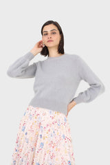 Grey balloon sleeve angora jumper