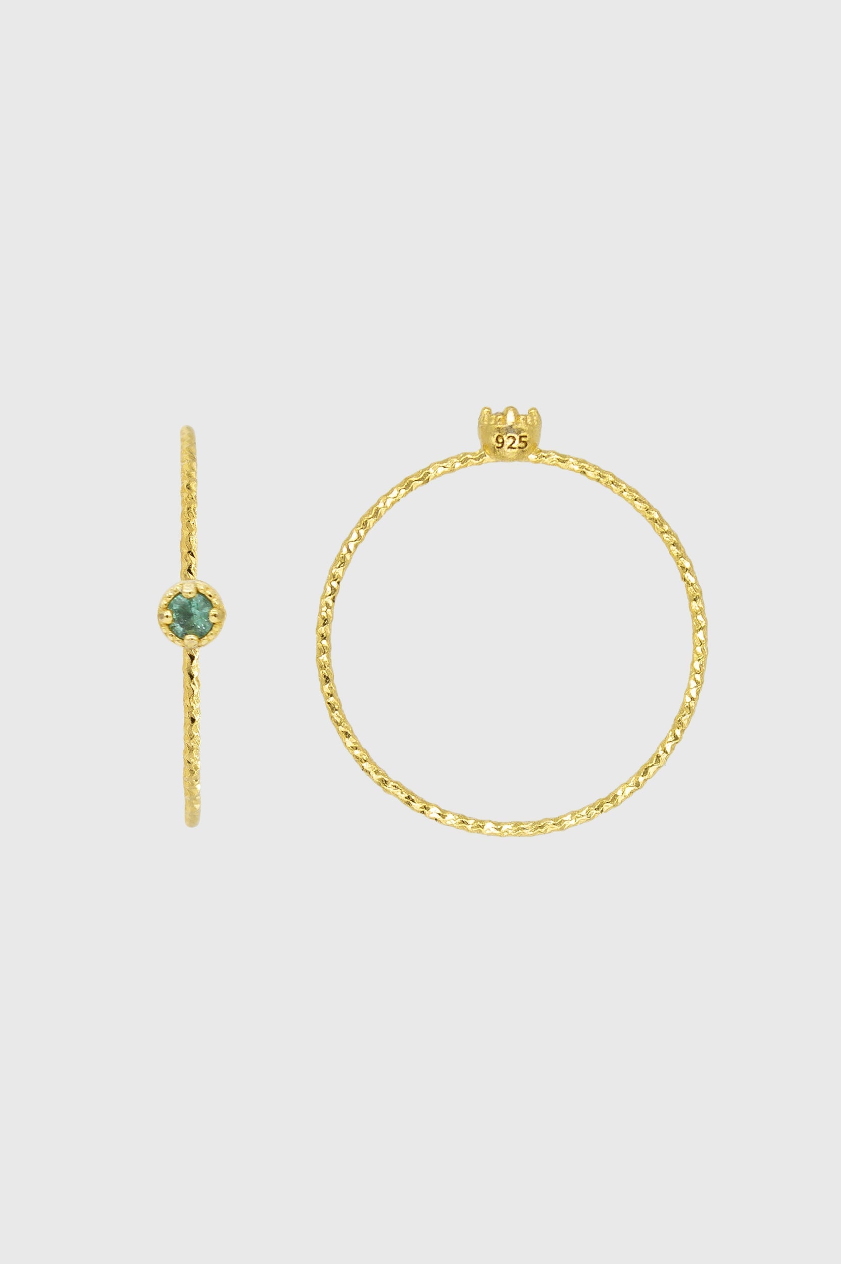 Gold emerald birthstone ring / May - green