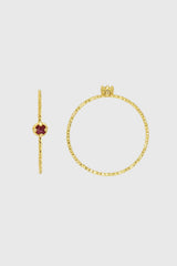 Gold ruby birthstone ring / Jul - red