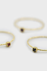 Gold genuine sapphire birthstone ring / Sep - dark blue
