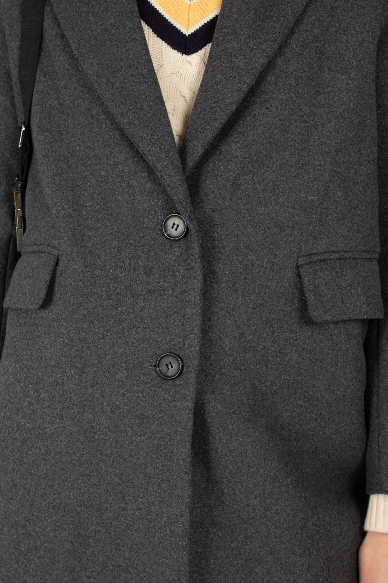Charcoal grey single breasted wool coat