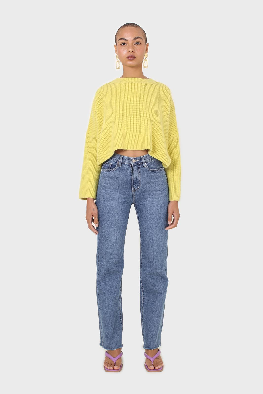 Yellow cross back crop front jumper