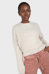 Beige chunky knit crew neck jumper