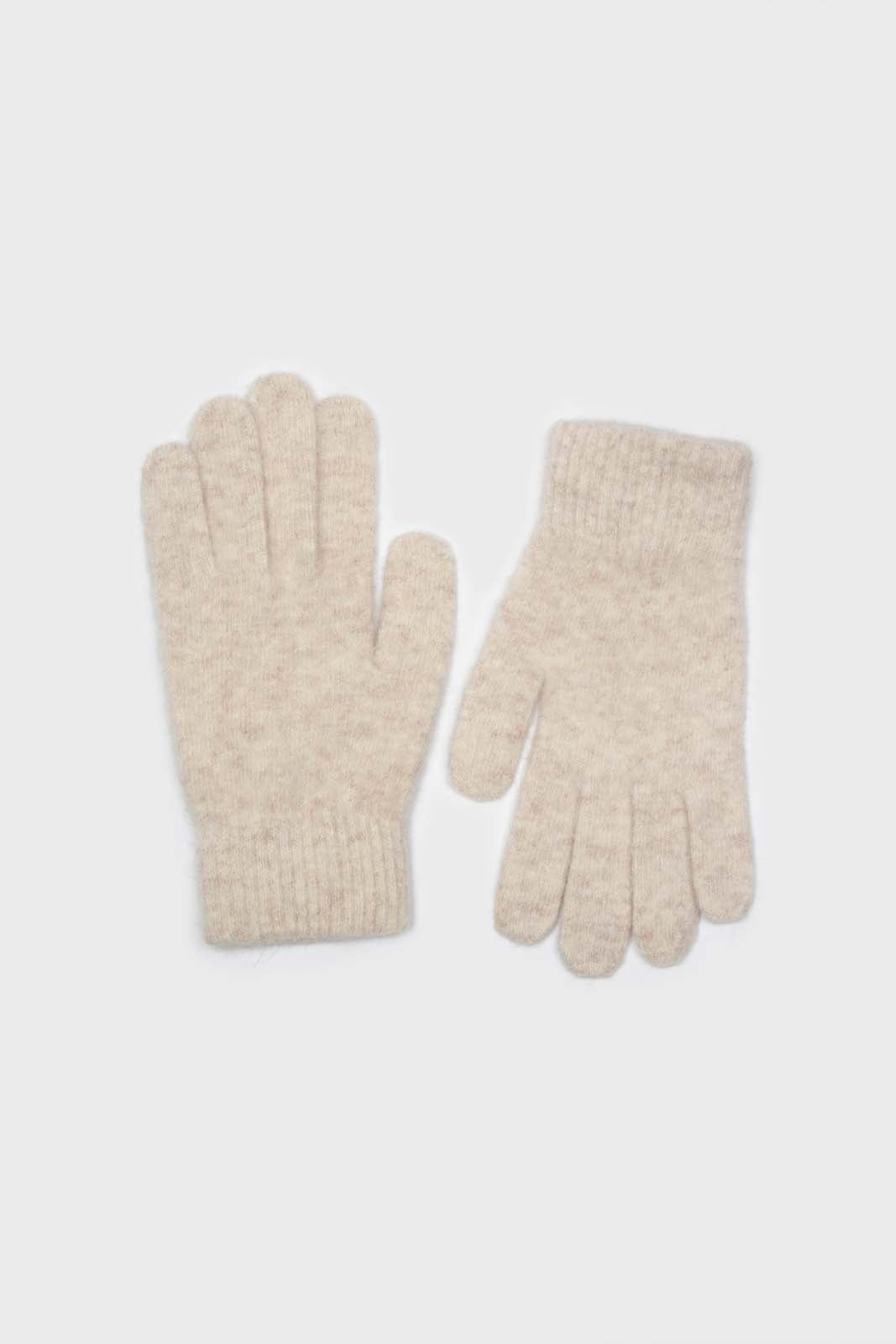Heather beige mohair gloves
