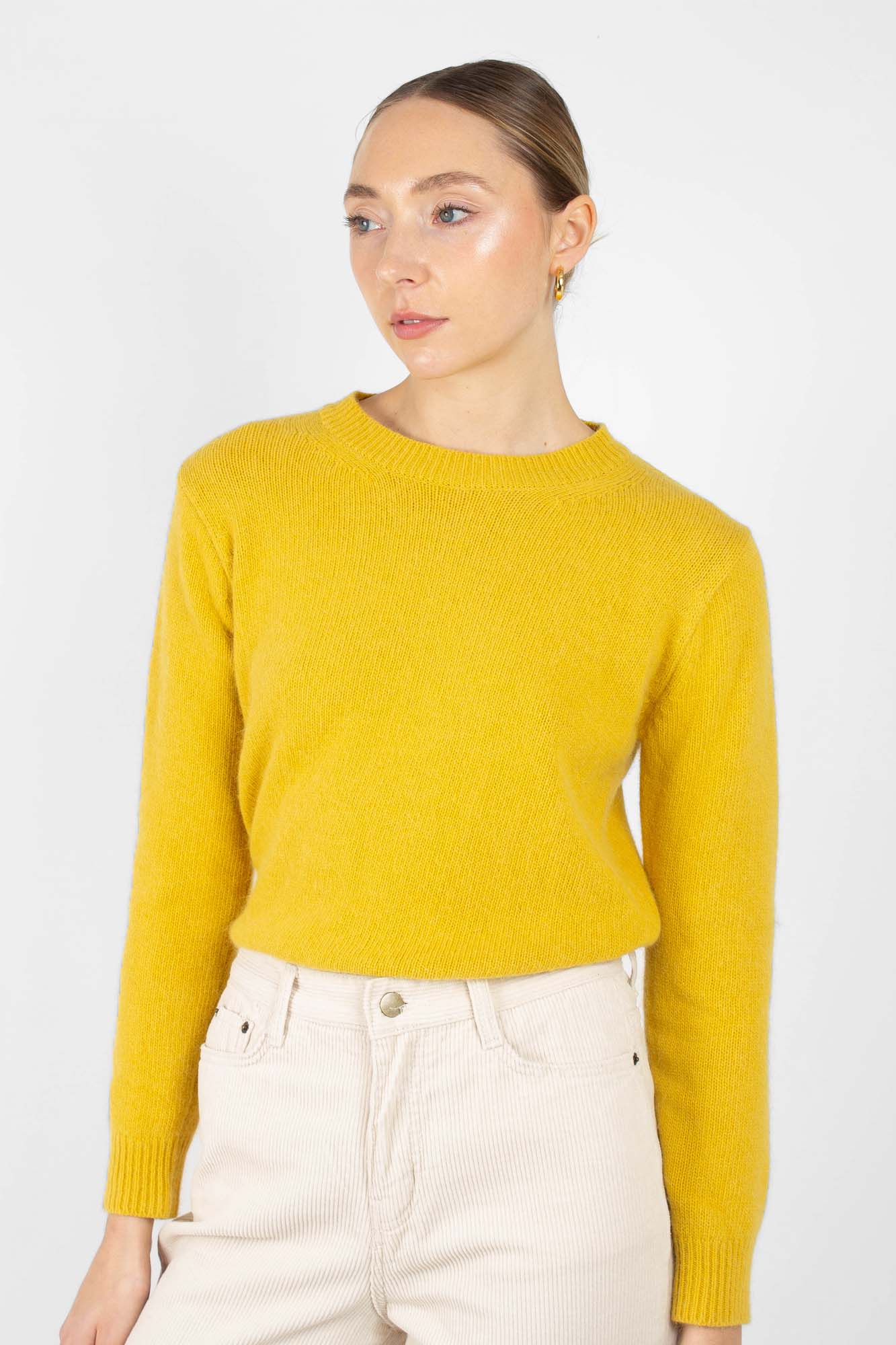 Yellow angora crew neck jumper