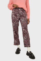Brown leopard print trousers pajama set