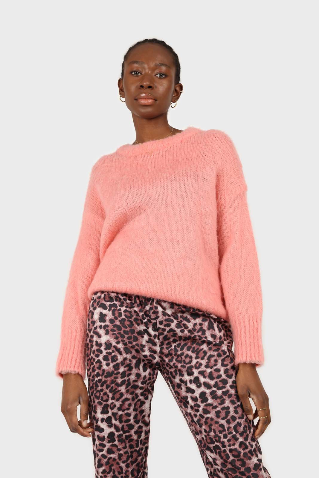 Brown leopard print trousers pajama set