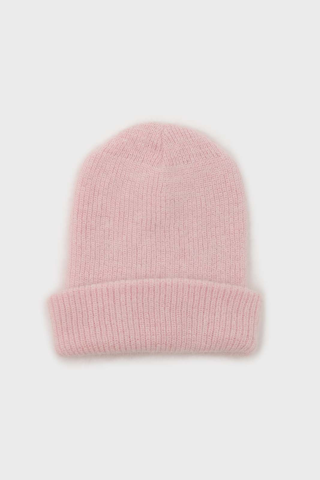 Pale pink mohair beanie hat