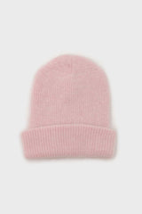 Pale pink mohair beanie hat