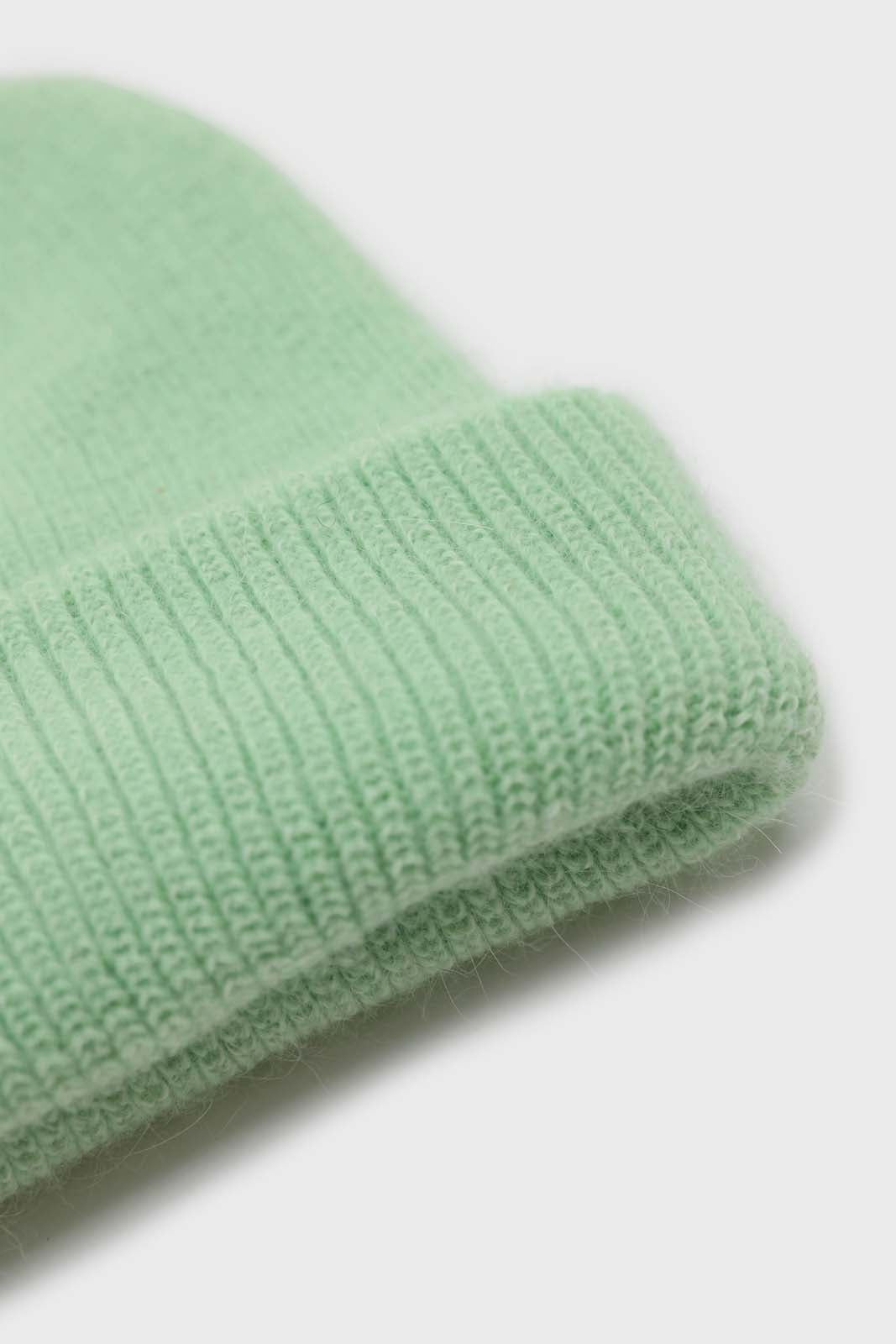 Pale lime mohair beanie hat