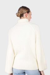 Ivory wool shaped rib turtleneck jumper