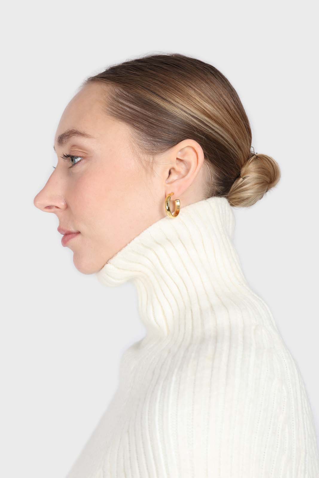 Ivory wool shaped rib turtleneck jumper