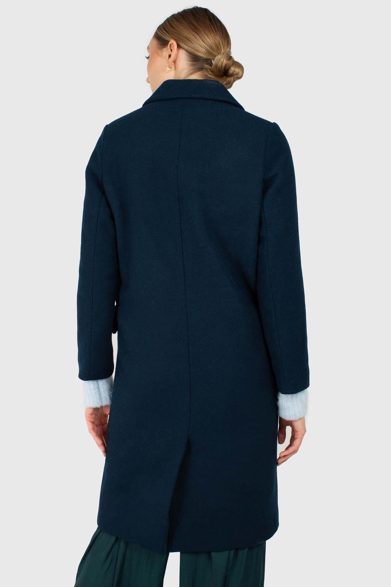 Marine blue wool double breasted coat