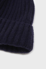 Navy ribbed wool beanie hat