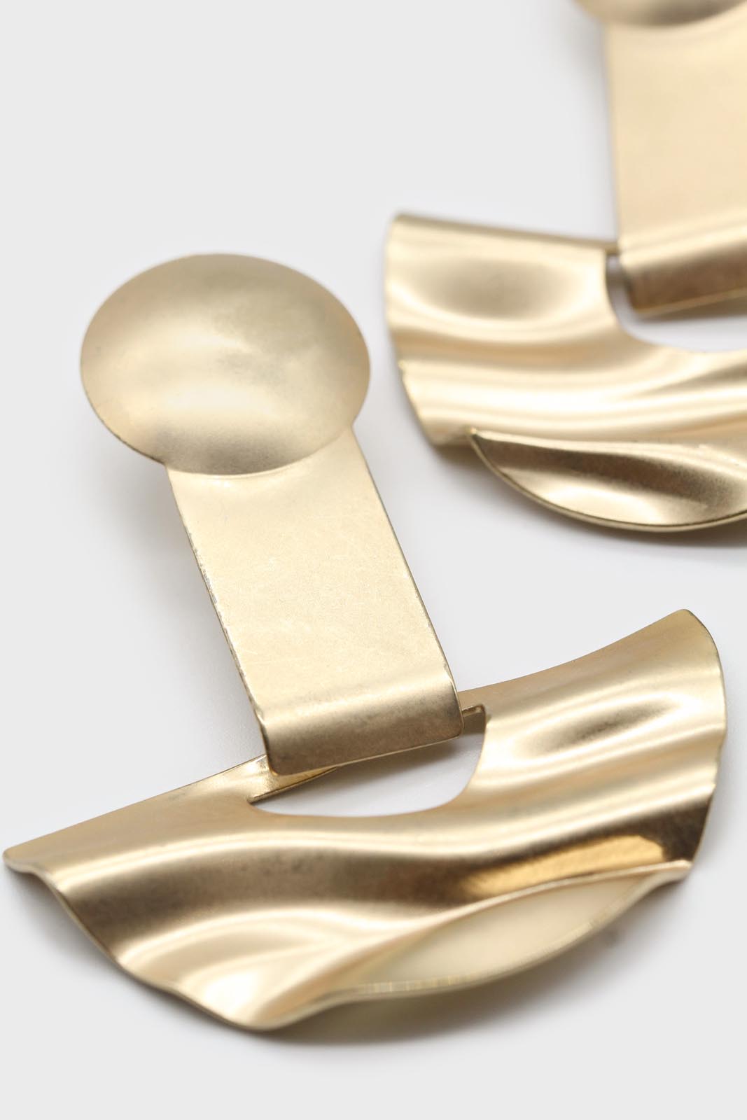 Gold geometric wavy semi-circle earrings