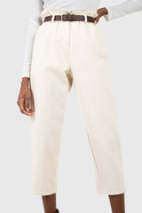 Ivory boy fit brown belted trousers