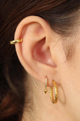 Gold thick shiny textured earrings - 18mm
