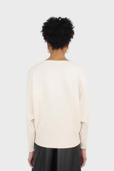 Beige long horizontal rib wide fit jumper