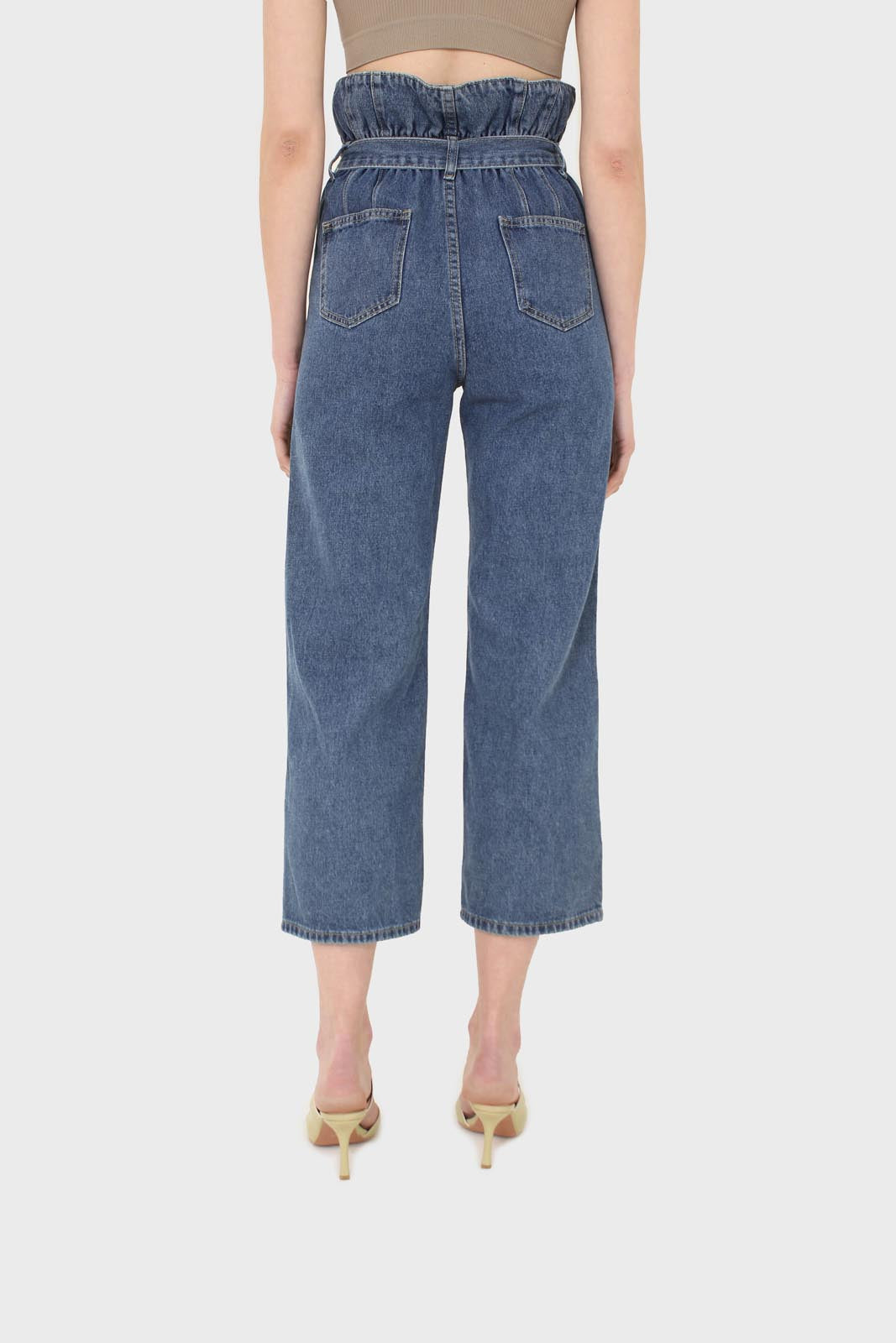 Mid blue high bag waist jeans