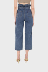 Mid blue high bag waist jeans