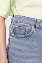 Light blue raw hem denim mini skirt - 3755