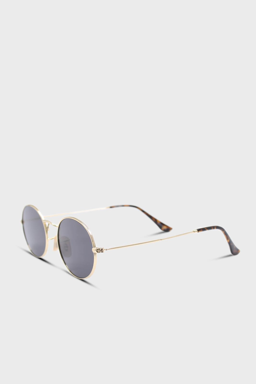 Black gold frame small oval lens sunglasses