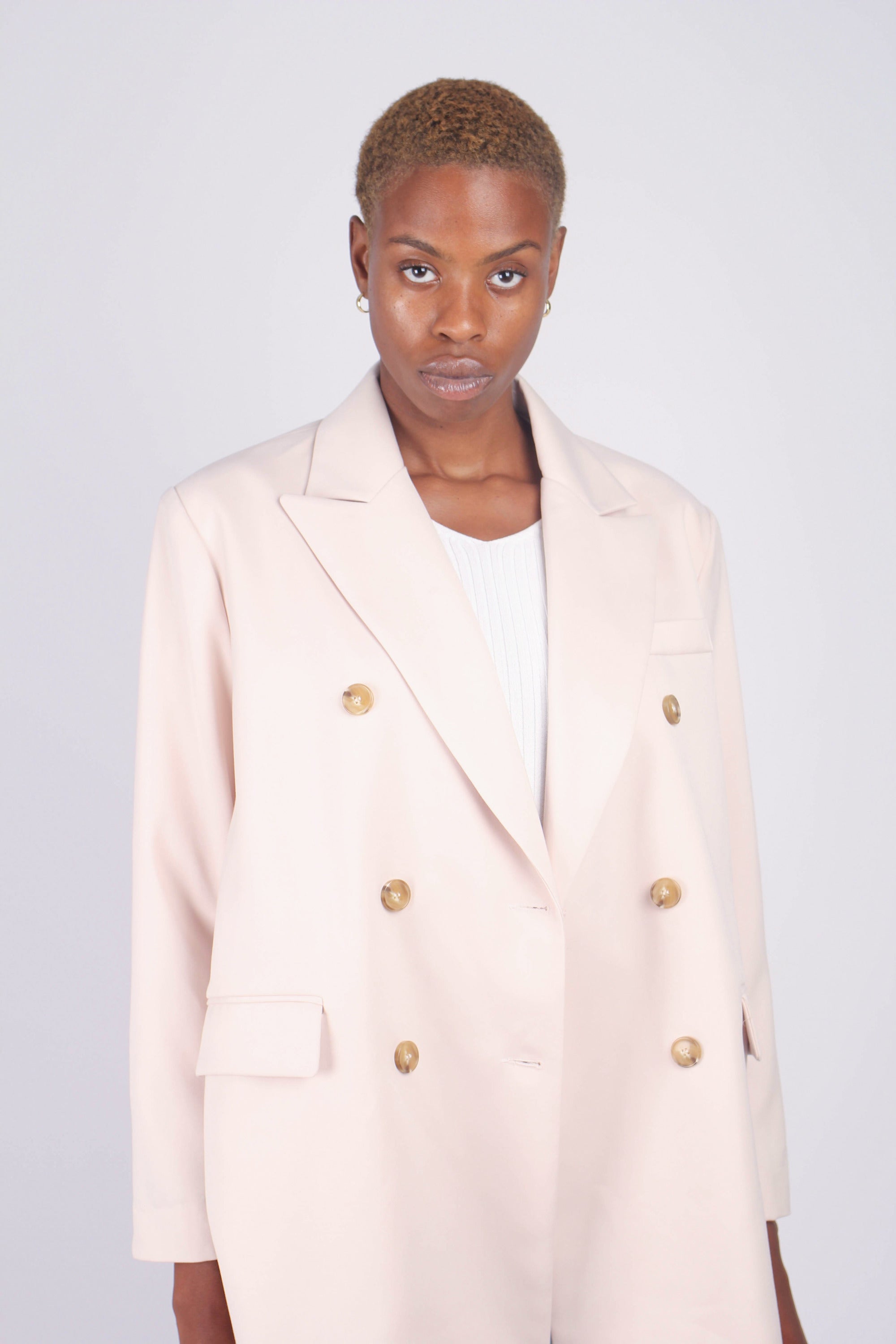 Ivory double breasted half long jacket