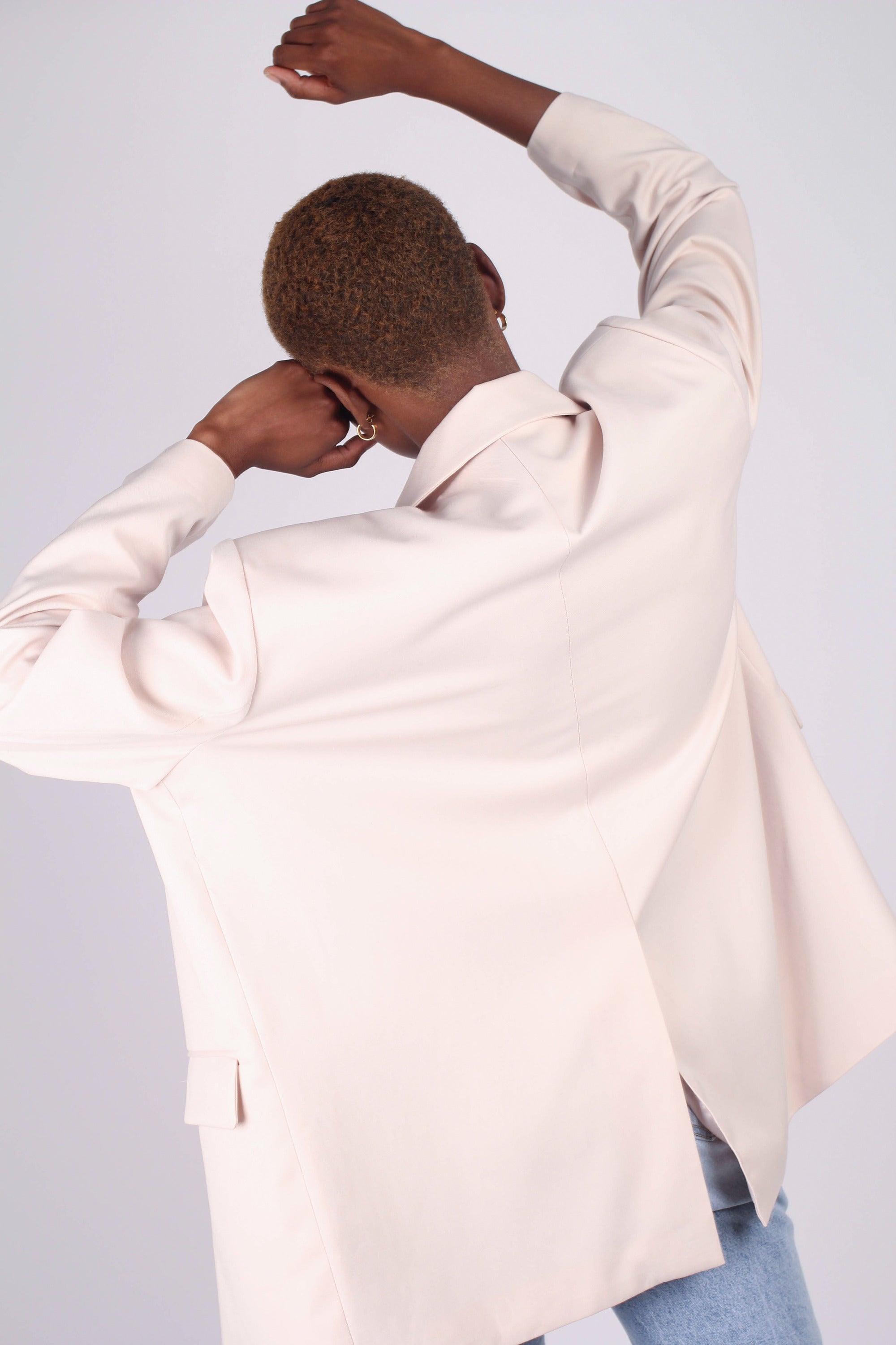 Ivory double breasted half long jacket