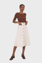 Brown double V-neck ribbed knit tee