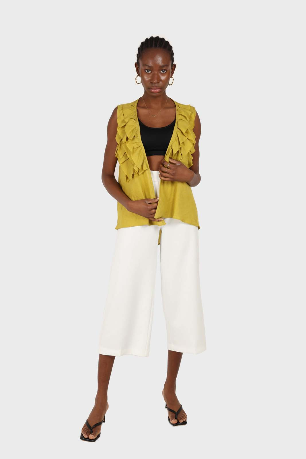 White wide leg trousers