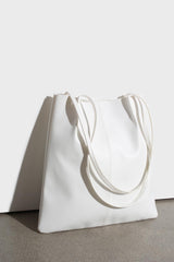 Ivory vegan leather pinched strap tote bag