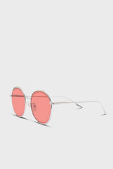 Red and gold lined round sunglasses