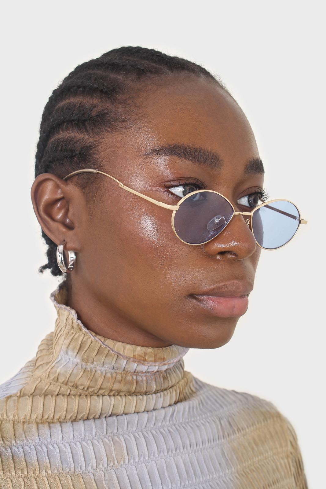 Blue and gold lined dragonfly sunglasses